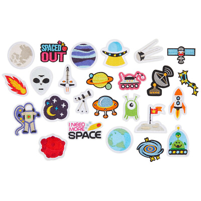 #ad #ad 25 Pcs Outer Space Iron On Patches Astronaut Sew On Applique for Clothing Bags $12.99