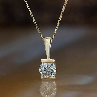 2.00CT Round Cut Lab Created Diamond Necklace Pendant 14K Yellow Gold Finish $30.00