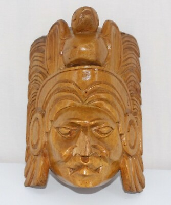 #ad ANTIQUE VINTAGE LATIN AZTEC MAYAN WOOD WOODEN HAND CARVED WALL FOLK ART MASK $22.00