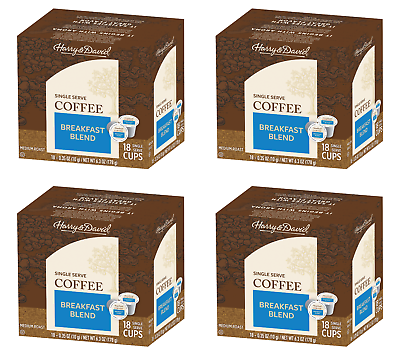 Harry amp; David Coffee Breakfast Blend 4 18 ct boxes 72 Single Serve Cups $37.99