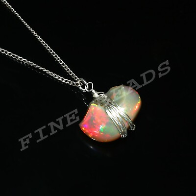 #ad Ethiopian Opal Pendant Natural Ethiopian Opal Sterling Silver Necklace Jewelry $65.60