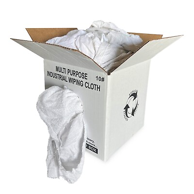 #ad White Terry Towel 100% Cotton Cleaning Rags 10 lbs. Box Multipurpose Cleaning $28.19