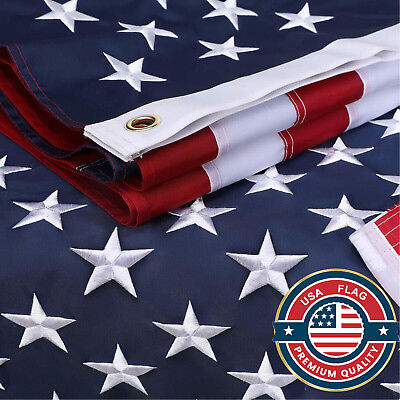 #ad US American Flag Heavy Duty Luxury Embroidered Stars Sewn Stripes Grommets Nylon $11.97