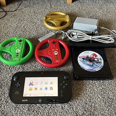 #ad Nintendo Wii U Mario Kart 8 Racing Bundle System2 Controllers lot 32gb console $299.95
