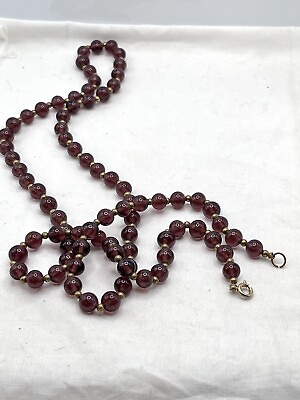 #ad Vintage Amethyst And Brass Beaded Single Strand Necklace 18quot; $28.00