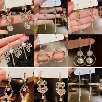 #ad Fashion Women Butterfly Zircon Dangle Earrings Stud Drop Earrings Jewelry Gift C $2.27