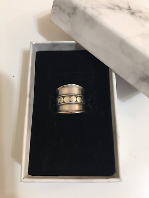 #ad Vintage 925 Solid Sterling Silver Unique ￼Design ￼18mm Wide Ring Band Size 6 $29.95