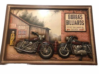 #ad Vintage Bubba#x27;s Pocket Billiards amp; Snooker Indian Motorcycle High Relief Picture $99.99