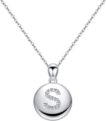 #ad Letter Initial Necklace for Women Girls 16quot; round Disc Engraved CZ Initial Neck $26.24