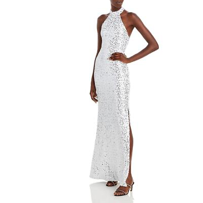 #ad Aqua Womens Sequined Halter Split Hem Evening Dress Gown BHFO 3694 $23.99
