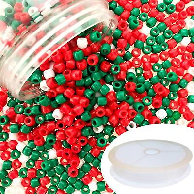 #ad 1200 Pieces Christmas Pony Beads Plastic Beads Craft Beads For Christmas Diy C $21.75
