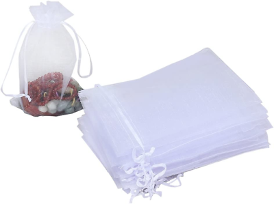 100Pcs White Organza Bags 4 X 6 Inches Christmas Wedding Favors Gift Drawstring $15.04