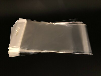 100 Clear Cello Bags HANG TOP Resealable Self Adhesive OPP Poly Hang Hole bag $6.65