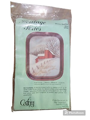 #ad Vintage Cathy Needlecraft Winter Season 2918 Framed Kit Heritage Series $14.99