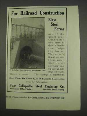 #ad 1911 Blaw Collapsible Steel Centering Co. Ad Railroad $19.99