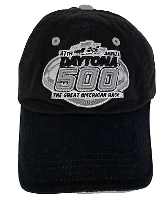 #ad 2005 47th Annual Daytona 500 Hat NASCAR Race Embroidered Black Strapback Cap $4.98