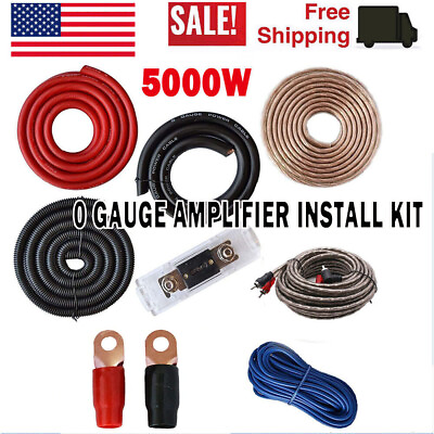#ad 5000W Connected 0 Gauge Amp Kit Amplifier Install Wiring Power Only 0 Ga Wire US $48.99