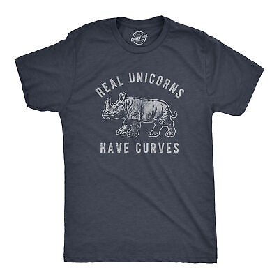 #ad Mens Real Unicorns Have Curves Tshirt Funny Rhino Sarcastic Novelty Tee $14.00