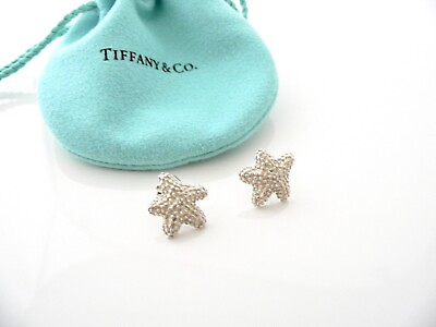 #ad Tiffany amp; Co Bumpy Starfish Star Fish Earrings Studs Ocean Sea Lover Silver Gift $428.00