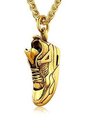 #ad #ad U7 Sneaker Shoe Necklace Men Cool Sport Jewelry Stainless Steel 18K Gold Plat... $24.00