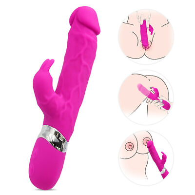 #ad Rabbit Vibrator Realistic Dildo Clit Stimulator G spot Massager Sex Toys Women $23.98