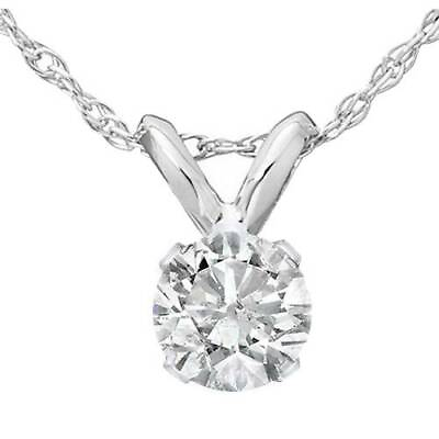 #ad 1 4 ct Solitaire Real Diamond Pendant Necklace 14K White Gold $109.99