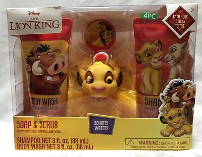 #ad NEW Disney THE LION KING Kids#x27; 4pc Body Wash amp; Shampoo Scrubby Bath Set $12.99