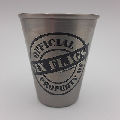 #ad Official Property of Six Flags Metal Steel Shot Glass Amusement Park Souvenir $10.00