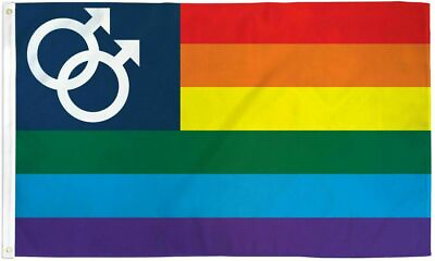 #ad Double Mars Rainbow Flag 3x5 LGBTQIA Gay Pride Double Male Symbol MLM 100D $7.94