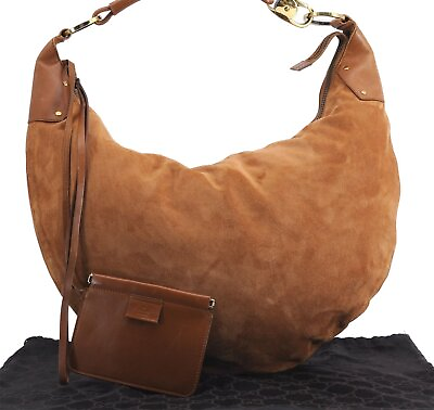 Authentic GUCCI Vintage Shoulder Tote Bag Suede Leather 95332 Brown 1651E $228.00