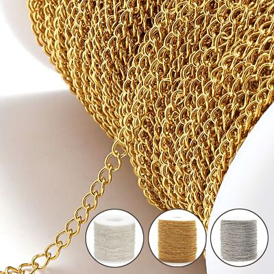 #ad #ad Stainless Steel Extension Chain Necklace Chains DIY Bracelet Jewelry Making 2M $12.58