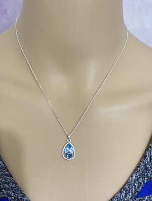 #ad Silver tone necklace with rhinestones $15.00