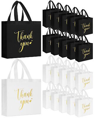 #ad 30 Pcs Thank You Gift Bags with Handles Bulk Reusable Goodie Bag Non Woven Fo... $35.33