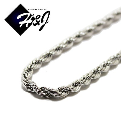 #ad MEN#x27;s Stainless Steel 3.5mm Silver Smooth Rope Link Chain Necklace*18quot;20quot;24quot;30quot; $12.99