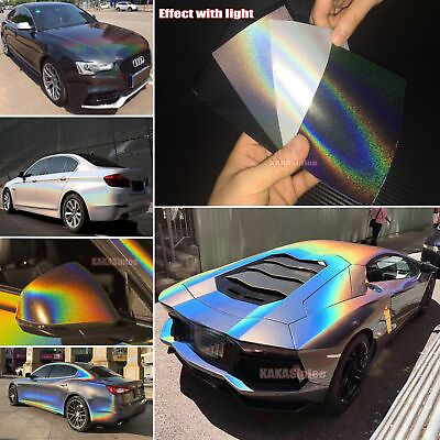 #ad Full Car Wrap Rainbow Mirror Chrome Holographic Chameleon Laser Vinyl Sticker US $368.99