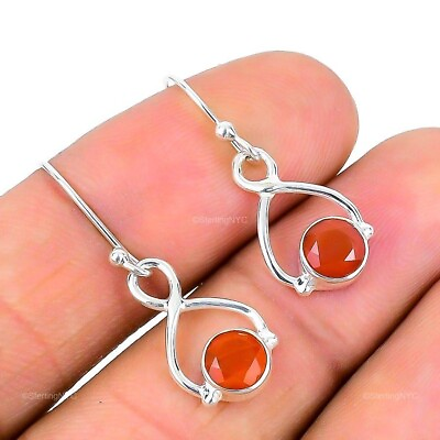 #ad Gift For Women Drop Dangle Earrings 925 Silver Natural Orange Carnelian Gemstone $7.99