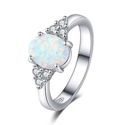 #ad Opal Rings for Women Genuine Fire Opal in 925 Sterling Silver Fashion Jewelry US $6.43