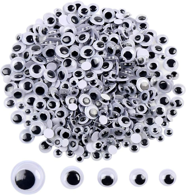 #ad 500 Pieces 6mm 12mm Black Wiggle Googly Eyes with Self Adhesive $8.55