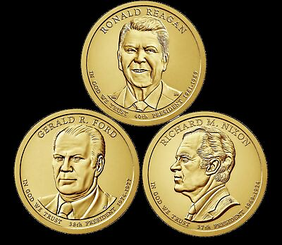 #ad A 2016 Presidential Dollar THREE 3 Coin Set Brilliant Uncirculated BU Mint US $12.98