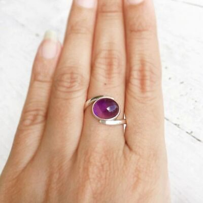 #ad Amethyst Ring 925 Sterling Silver Handmade Statement Gift Jewelry CVF030 $11.02