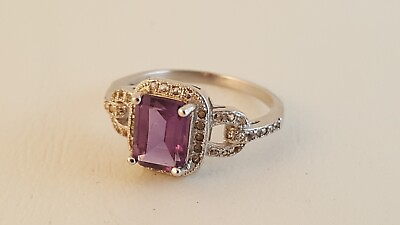 #ad #ad Amethyst white sapphire sterling silver ring sz 6 3 4 6.75 $39.95