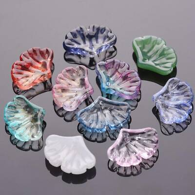 #ad 10pcs 20x15mm Leaf Crystal Glass Charms Loose Pendants Beads Jewelry Findings $2.58