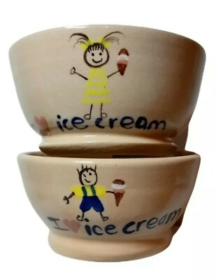 #ad Harry and David Ice Cream Bowl Boy Girl Set of 2 USA $19.60