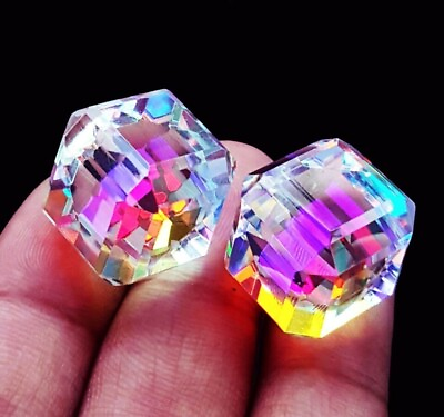 #ad AAA 201 Ct Natural Rainbow Color Cube Shape Mystic Topaz Pair Loose Gemstone $36.74