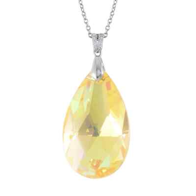 #ad 925 Sterling Silver Yellow Topaz Pendant Necklace Jewelry for Women Size 20quot; $14.53