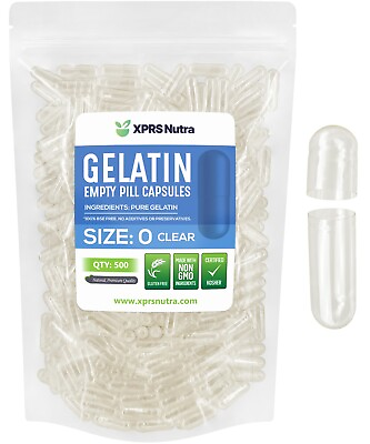 #ad Size 0 Clear Empty Gelatin Gelcaps Pill Capsules Kosher Gluten Free Made in USA $6.99