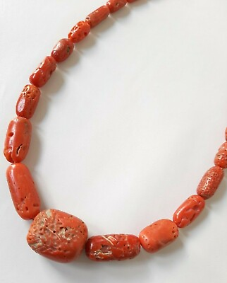 #ad 186#x27;Ct 100%Natural Italian Sea Red coral Bead handmade Loose coral Beads T 3 $69.19
