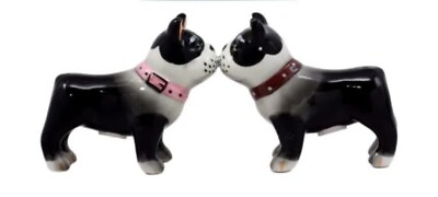 #ad Ebros Dog Boston Terrier Salt amp; Pepper Shakers Ceramic Magnetic Figurine Set 4quot;L $16.00