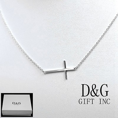 DG Sterling Silver 925 Cross Pendant 16quot; 17 18quot; Necklace Eternity Women#x27;s Box $24.99