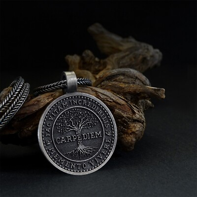 #ad Carpe Diem Unisex Necklace Engraving Pendant with 925 Silver Chain $139.00